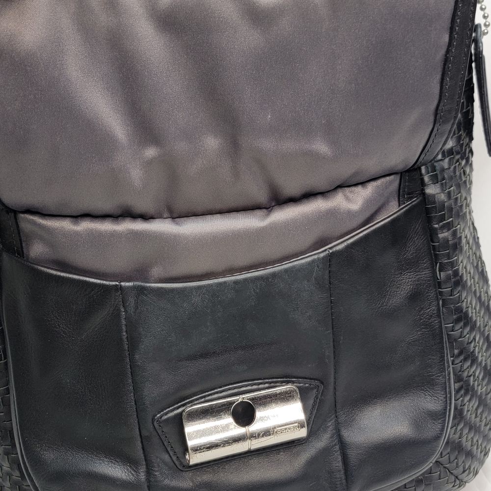 RARE Coach‎ Woven Leather Hobo Bag - Picture 7 of 13